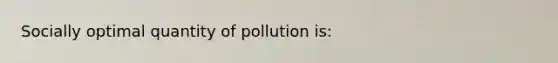 Socially optimal quantity of pollution is: