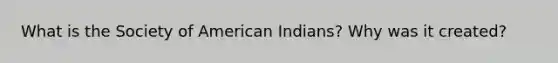 What is the Society of American Indians? Why was it created?