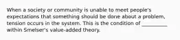 When a society or community is unable to meet people's expectations that something should be done about a problem, tension occurs in the system. This is the condition of __________ within Smelser's value-added theory.