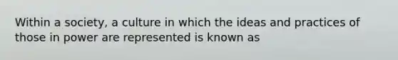 Within a society, a culture in which the ideas and practices of those in power are represented is known as