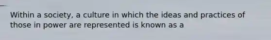 Within a society, a culture in which the ideas and practices of those in power are represented is known as a