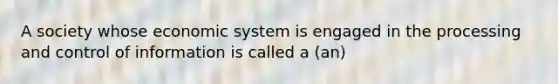 A society whose economic system is engaged in the processing and control of information is called a (an)