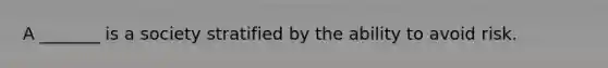 A _______ is a society stratified by the ability to avoid risk.