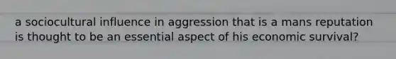 a sociocultural influence in aggression that is a mans reputation is thought to be an essential aspect of his economic survival?