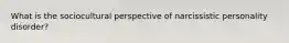 What is the sociocultural perspective of narcissistic personality disorder?