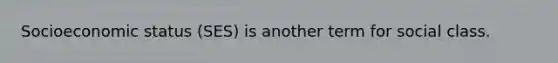 Socioeconomic status (SES) is another term for social class.