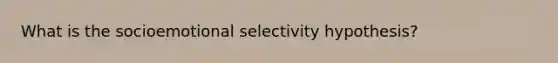 What is the socioemotional selectivity hypothesis?