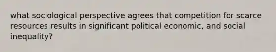 what sociological perspective agrees that competition for scarce resources results in significant political economic, and social inequality?