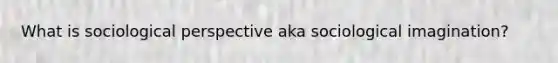 What is sociological perspective aka sociological imagination?