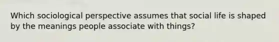 Which sociological perspective assumes that social life is shaped by the meanings people associate with things?