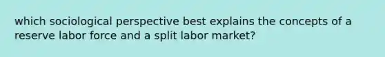 which sociological perspective best explains the concepts of a reserve labor force and a split labor market?