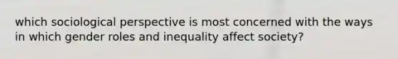 which sociological perspective is most concerned with the ways in which gender roles and inequality affect society?