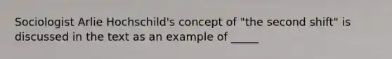 Sociologist Arlie Hochschild's concept of "the second shift" is discussed in the text as an example of _____