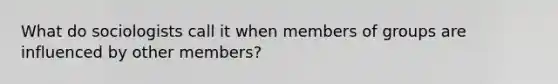 What do sociologists call it when members of groups are influenced by other members?