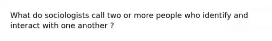 What do sociologists call two or more people who identify and interact with one another ?