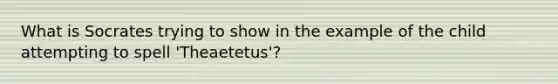 What is Socrates trying to show in the example of the child attempting to spell 'Theaetetus'?