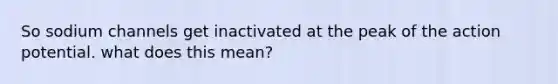 So sodium channels get inactivated at the peak of the action potential. what does this mean?