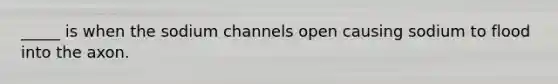 _____ is when the sodium channels open causing sodium to flood into the axon.