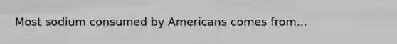 Most sodium consumed by Americans comes from...