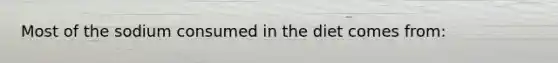 Most of the sodium consumed in the diet comes from: