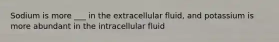 Sodium is more ___ in the extracellular fluid, and potassium is more abundant in the intracellular fluid