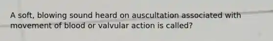 A soft, blowing sound heard on auscultation associated with movement of blood or valvular action is called?