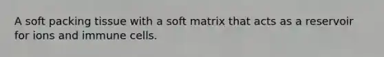 A soft packing tissue with a soft matrix that acts as a reservoir for ions and immune cells.