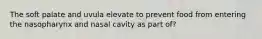 The soft palate and uvula elevate to prevent food from entering the nasopharynx and nasal cavity as part of?