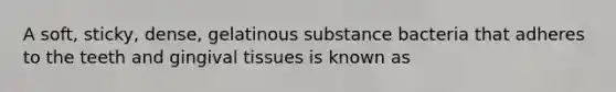 A soft, sticky, dense, gelatinous substance bacteria that adheres to the teeth and gingival tissues is known as