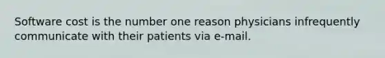 Software cost is the number one reason physicians infrequently communicate with their patients via e-mail.