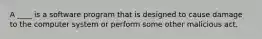 A ____ is a software program that is designed to cause damage to the computer system or perform some other malicious act.