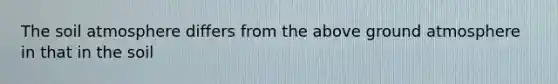 The soil atmosphere differs from the above ground atmosphere in that in the soil