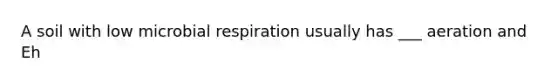 A soil with low microbial respiration usually has ___ aeration and Eh