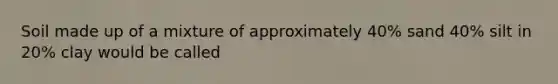 Soil made up of a mixture of approximately 40% sand 40% silt in 20% clay would be called