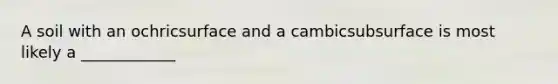 A soil with an ochricsurface and a cambicsubsurface is most likely a ____________
