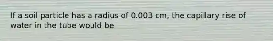 If a soil particle has a radius of 0.003 cm, the capillary rise of water in the tube would be