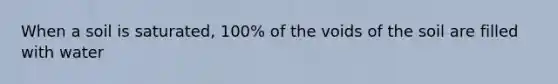 When a soil is saturated, 100% of the voids of the soil are filled with water