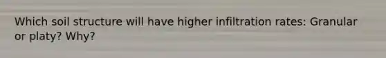Which soil structure will have higher infiltration rates: Granular or platy? Why?