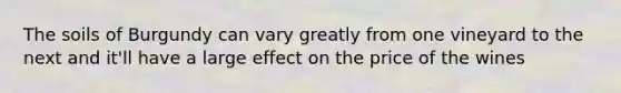 The soils of Burgundy can vary greatly from one vineyard to the next and it'll have a large effect on the price of the wines