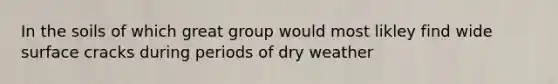 In the soils of which great group would most likley find wide surface cracks during periods of dry weather