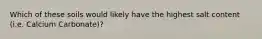 Which of these soils would likely have the highest salt content (i.e. Calcium Carbonate)?