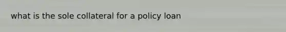 what is the sole collateral for a policy loan