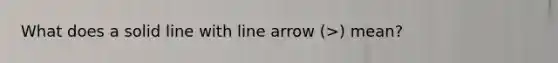 What does a solid line with line arrow (>) mean?