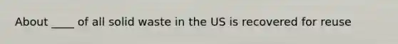 About ____ of all solid waste in the US is recovered for reuse