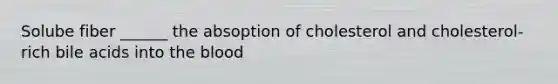 Solube fiber ______ the absoption of cholesterol and cholesterol-rich bile acids into the blood
