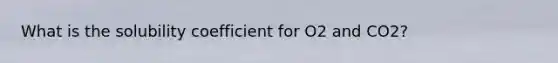 What is the solubility coefficient for O2 and CO2?