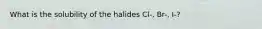 What is the solubility of the halides Cl-, Br-, I-?