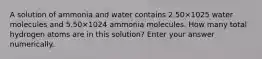 A solution of ammonia and water contains 2.50×1025 water molecules and 5.50×1024 ammonia molecules. How many total hydrogen atoms are in this solution? Enter your answer numerically.