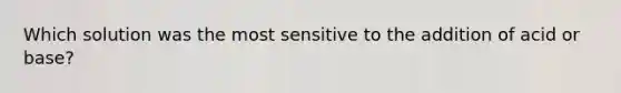 Which solution was the most sensitive to the addition of acid or base?