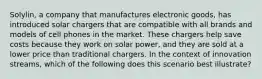 Solylin, a company that manufactures electronic goods, has introduced solar chargers that are compatible with all brands and models of cell phones in the market. These chargers help save costs because they work on solar power, and they are sold at a lower price than traditional chargers. In the context of innovation streams, which of the following does this scenario best illustrate?